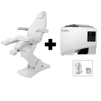 PACK D'ECONOMIES Podo & White: Chaise électrique podologique Cubo + Autoclave classe B 8 litres Kinefis Experience + Distillateur d'eau